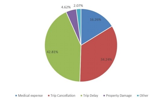 2018年全球旅游保險市場規(guī)模按類型劃分的市場份額